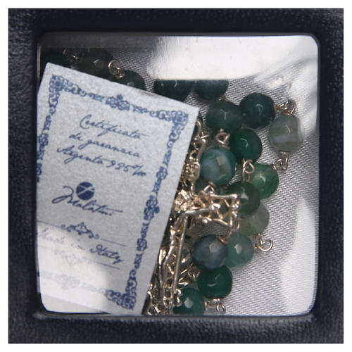 Rosary beads in Brazilian agate and sterling silver 6mm green 4