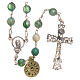 Rosary beads in Brazilian agate and sterling silver 6mm green s2