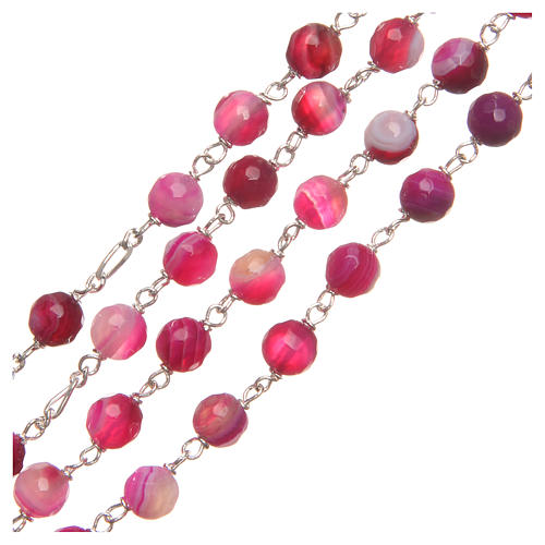 Rosary beads in Brazilian agate and sterling silver 6mm fuchsia 3