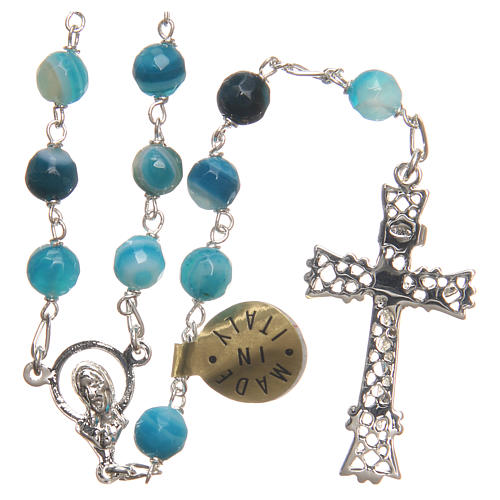 Rosary beads in Brazilian agate and sterling silver 6mm blue 2