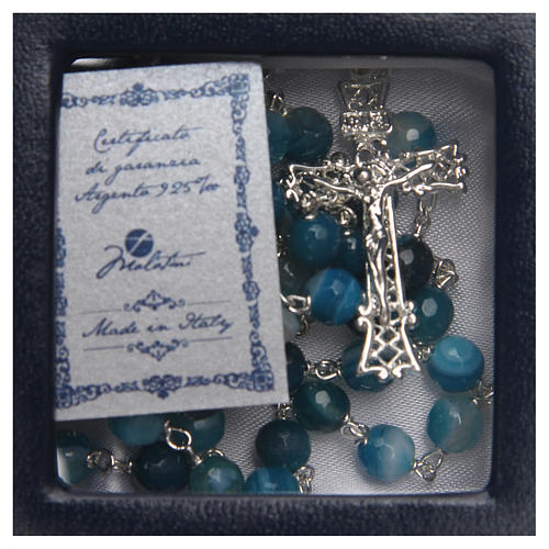 Rosary beads in Brazilian agate and sterling silver 6mm blue 4