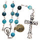 Rosary beads in Brazilian agate and sterling silver 6mm blue s2