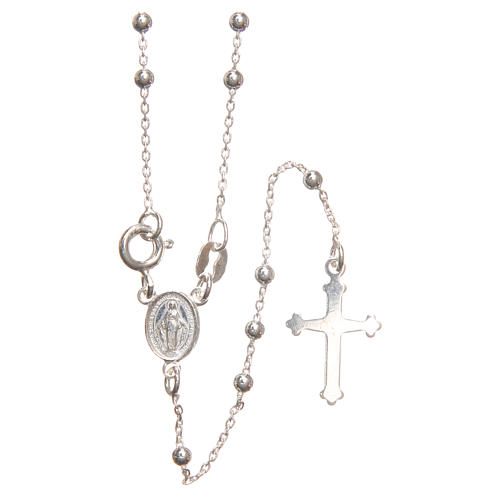 Rosary in sterling silver with grains measuring 3mm and clasp 1