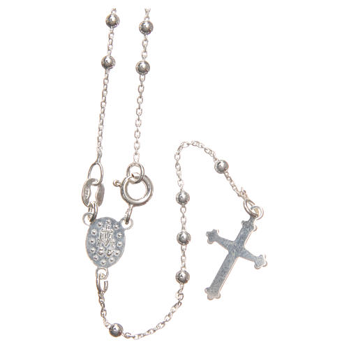 Rosary in sterling silver with grains measuring 3mm and clasp 2