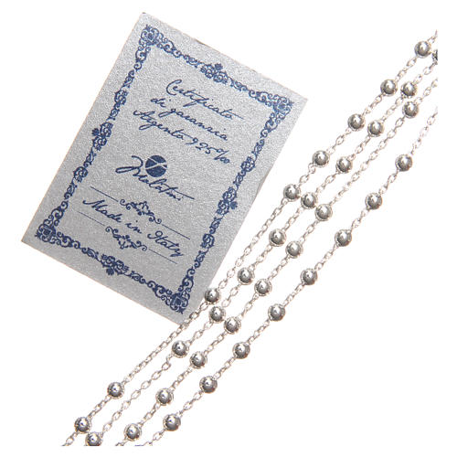 Rosary in sterling silver with grains measuring 3mm and clasp 3