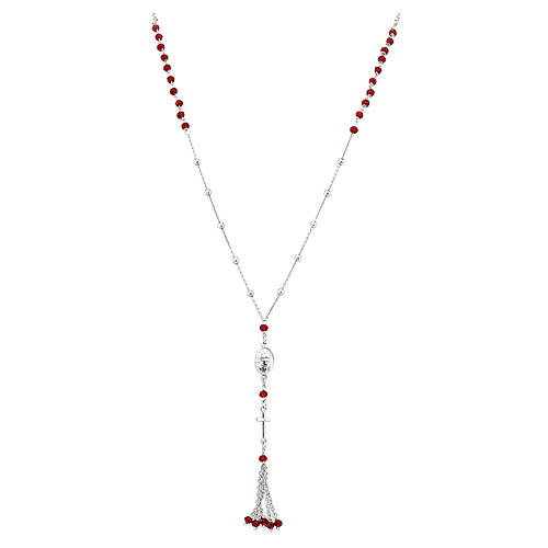 STOCK Rosary AMEN Classic cross, ruby Crystals 1