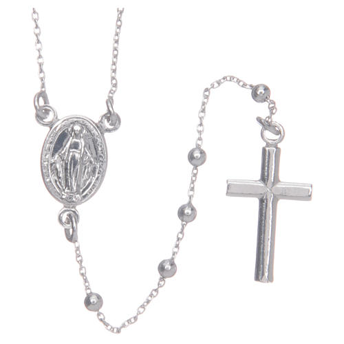 Collana rosario AMEN classico argento 925 fin. Rodio 2