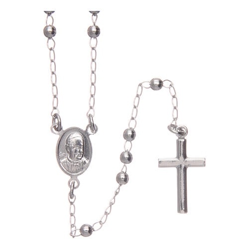 Collana rosario AMEN classico 3 mm arg 925 fin. Rodio 2
