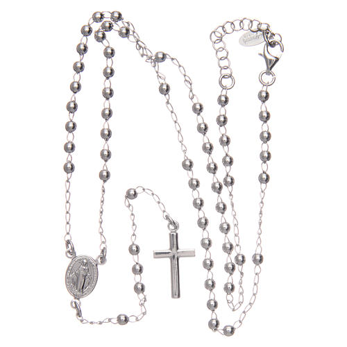 Collana rosario AMEN classico 3 mm arg 925 fin. Rodio 4