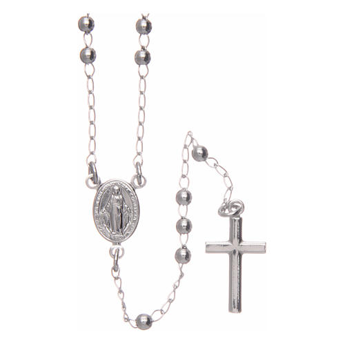 Rosary Necklace AMEN classic 3mm silver 925, Rhodium finish 1