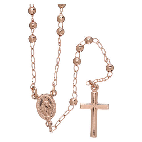 Collana rosario AMEN classico 3 mm arg 925 fin. Rosè 1