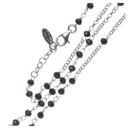 Rosary Necklace AMEN classic black crystals, silver 925 Rhodium 3