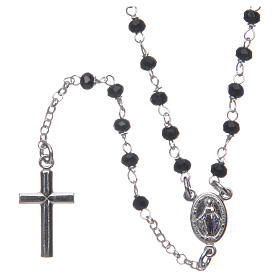 Collana rosario AMEN classico crist neri arg 925 Rodio