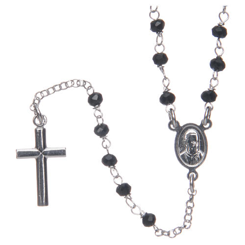 Collana rosario AMEN classico crist neri arg 925 Rodio 2