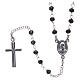 Collana rosario AMEN classico crist neri arg 925 Rodio s2