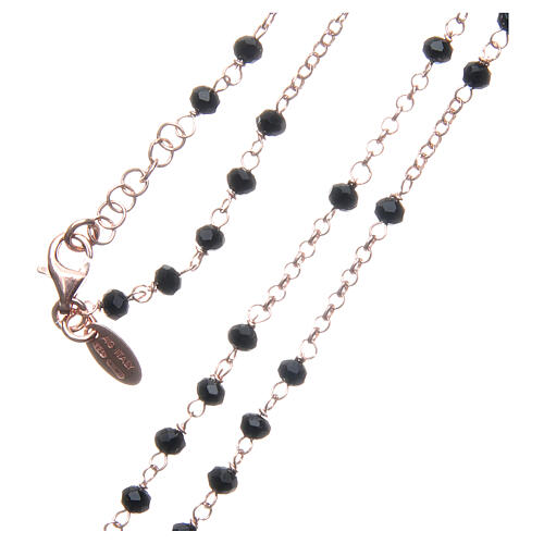 Halskette von AMEN in klassischem 925er Silber mit schwarzen Perlen, roséfarben 3