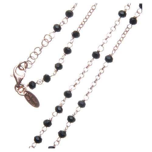 Rosary Necklace AMEN classic black crystals, silver 925 Rosè 3