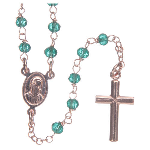 Halskette von AMEN mit grünen Perlen aus 925er Silber, Roségold 2