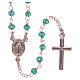 Rosary Necklace AMEN classic green crystals, silver 925 Rosè s1