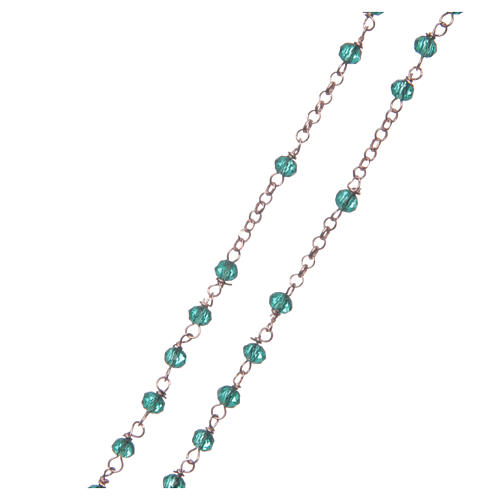 Collar Rosario AMEN clásico cristales verdes plata 925 acabado Rosado 3