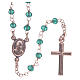 Collana rosario AMEN classico crist verdi arg 925 Rosè s2