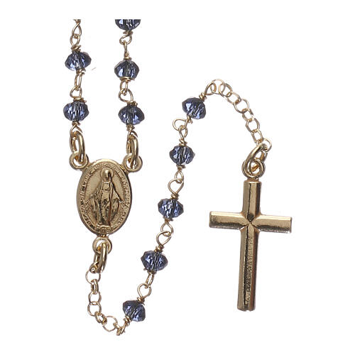 Halskette von AMEN mit blauen Perlen aus 925er Silber, Gold 1
