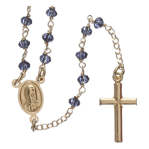 Halskette von AMEN mit blauen Perlen aus 925er Silber, Gold 2