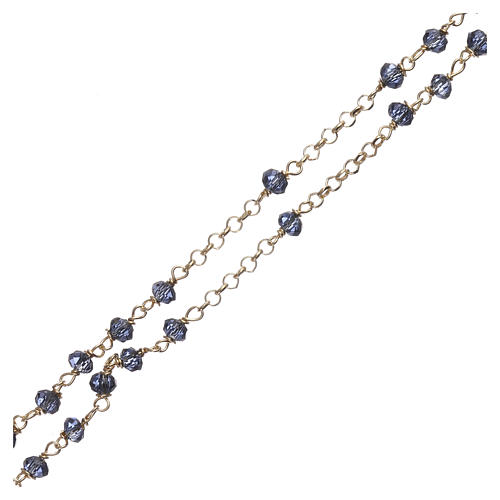 Rosary Necklace AMEN classic blue crystals, silver 925 Yellow 3