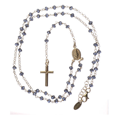 Rosary Necklace AMEN classic blue crystals, silver 925 Yellow 4