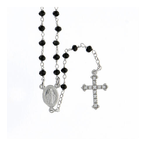 Halskette von AMEN mit schwarzen Perlen aus 925er Silber und Kreuzanhänger 1