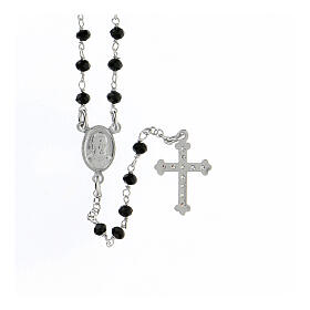 Rosary Necklace AMEN classic Pavè black crystals, silver 925 Rhodium