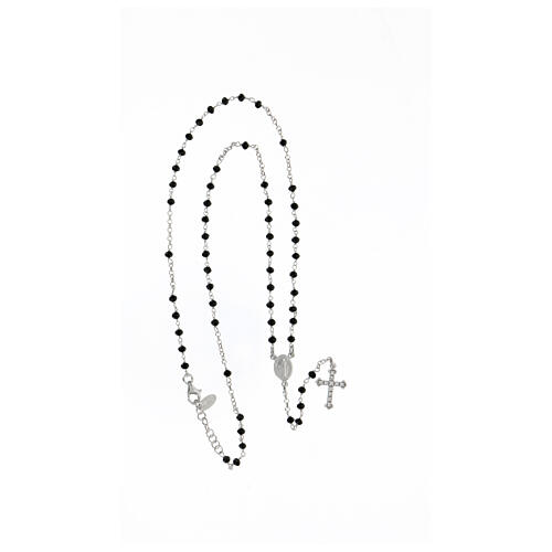 Rosary Necklace AMEN classic Pavè black crystals, silver 925 Rhodium 4