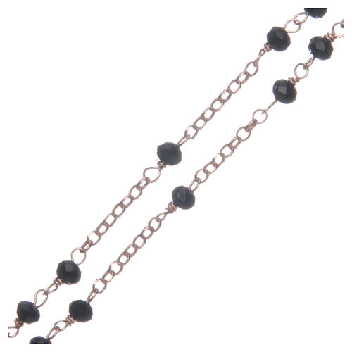Rosary Necklace AMEN classic Pavè black crystals, silver 925 Rosè 3