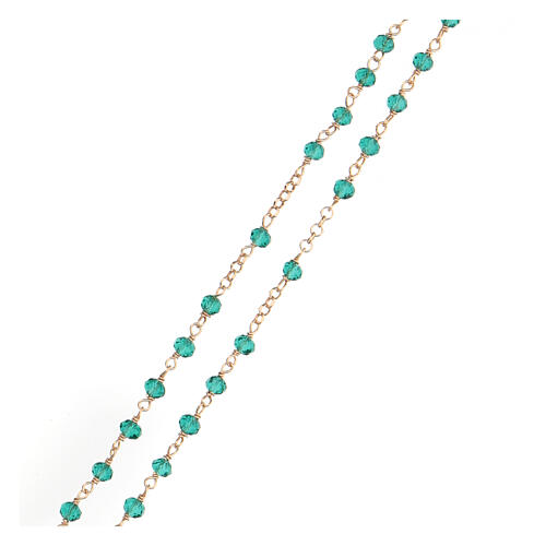 Halskette von AMEN mit grünen Perlen aus 925er Silber und Kreuzanhänger, Roségold 3