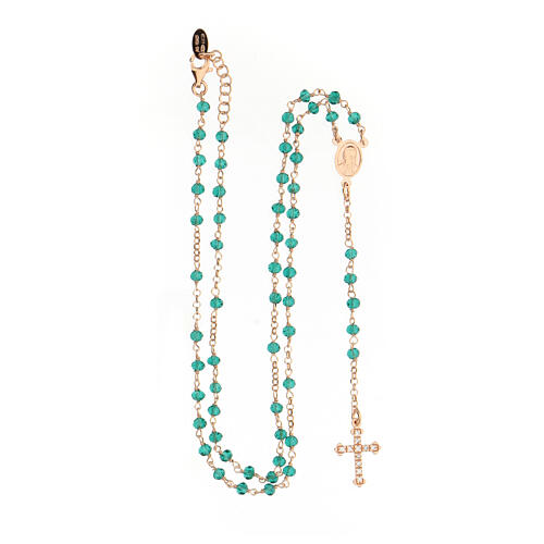 Rosary Necklace AMEN classic Pavè green crystals, silver 925 Rosè 4