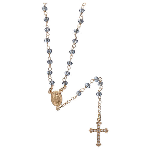 Rosary Necklace AMEN classic Pavè blue crystals, silver 925 Yellow 1