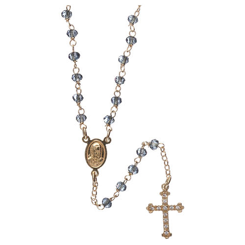 Rosary Necklace AMEN classic Pavè blue crystals, silver 925 Yellow 2
