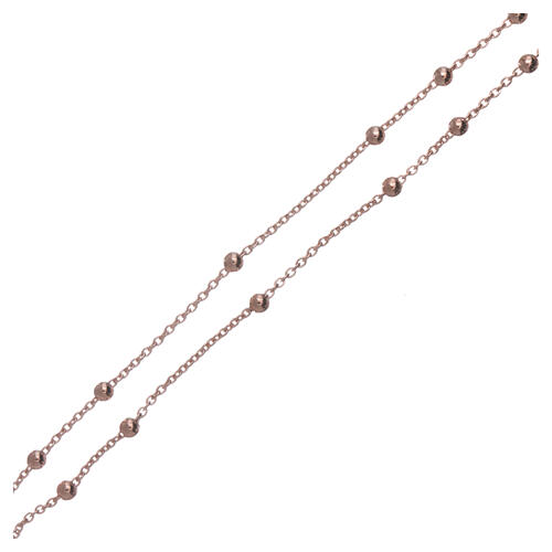 Halskette von AMEN mit kleinen Perlen aus Bronze und Kreuzanhänger Roségold, 2,5 mm 4