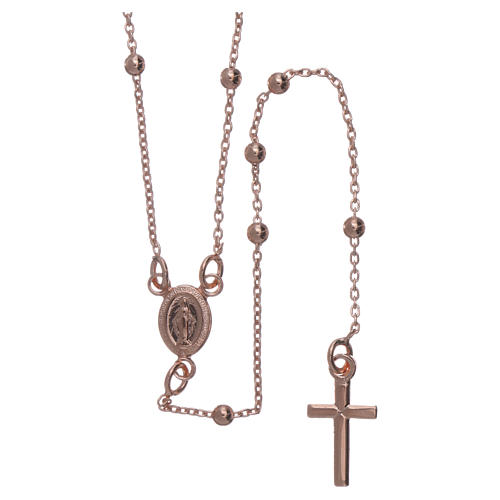 Collana rosario AMEN diam 2,5 mm bronzo Rosè 2