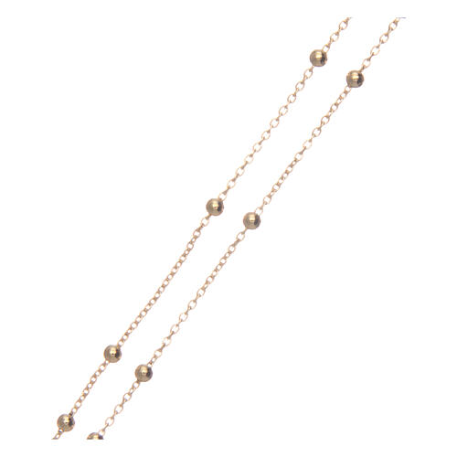 Halskette von AMEN mit kleinen Perlen aus Bronze und Kreuzanhänger Gold, 2,5 mm 3