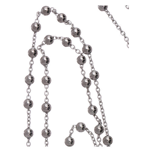 Halskette von AMEN mit kleinen Perlen aus Bronze und Kreuzanhänger Silber, 4 mm 4