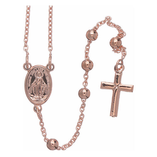Collana rosario AMEN diam 4 mm bronzo Rosè 1