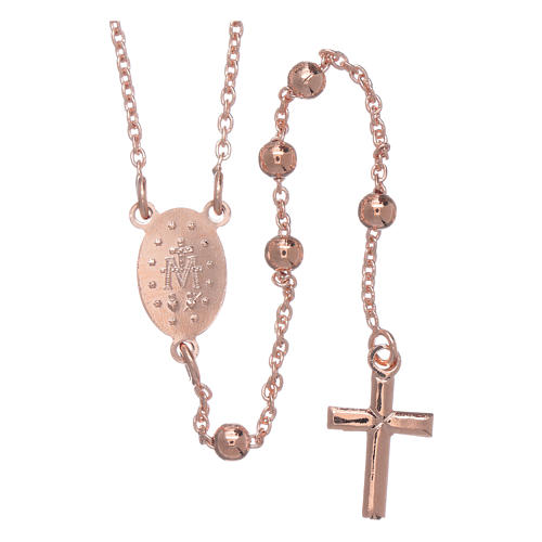 AMEN rosary necklace 4 mm diameter bronze rosè 2