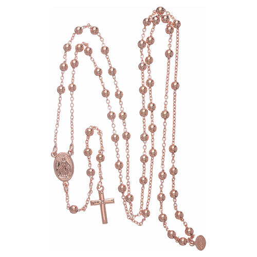 AMEN rosary necklace 4 mm diameter bronze rosè 4