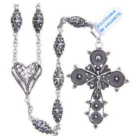 Rosary in 800 silver filigree, 126cm circumference