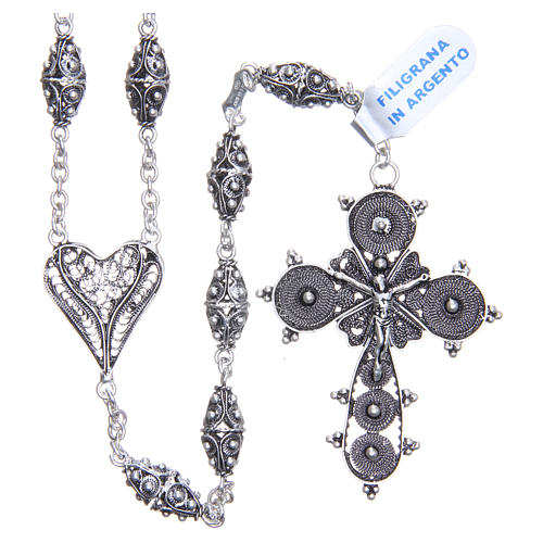 Rosary in 800 silver filigree, 126cm circumference 1