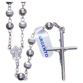 Rosary in 925 silver with 6mm velvety and smooth grains