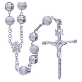 Rosary in 925 silver with 8mm velvety and smooth grains