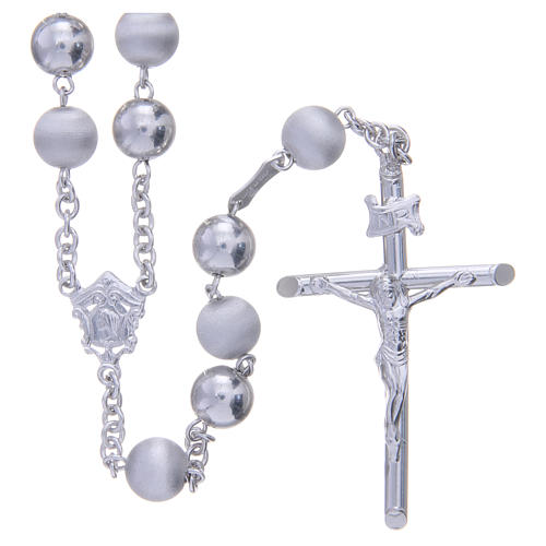 Rosary in 925 silver with 8mm velvety and smooth grains 1