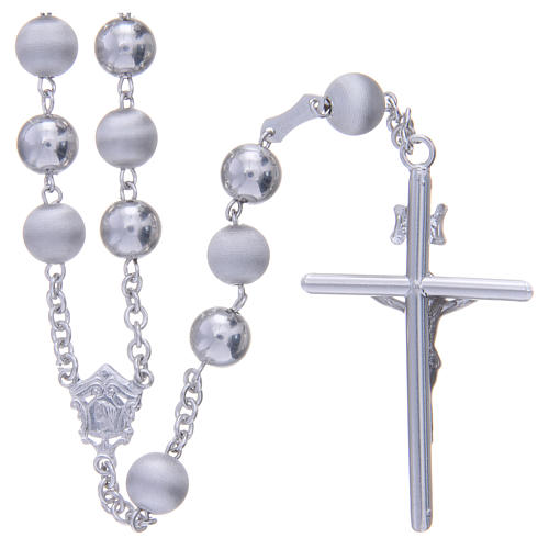 Rosary in 925 silver with 8mm velvety and smooth grains 2